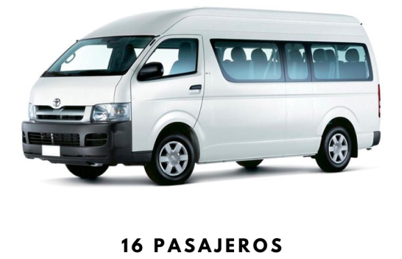 Vans de color blanco con capacidad de 16 pasajeros